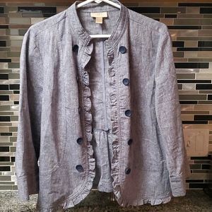 LOFT Outlet Chambray Open Front Jacket Size XL